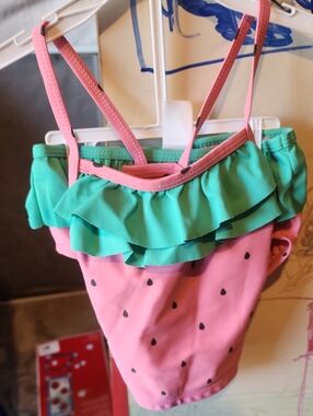 Sz 12-18 Months Carter's Pink and Green Watermelon Tankini Swimsuit